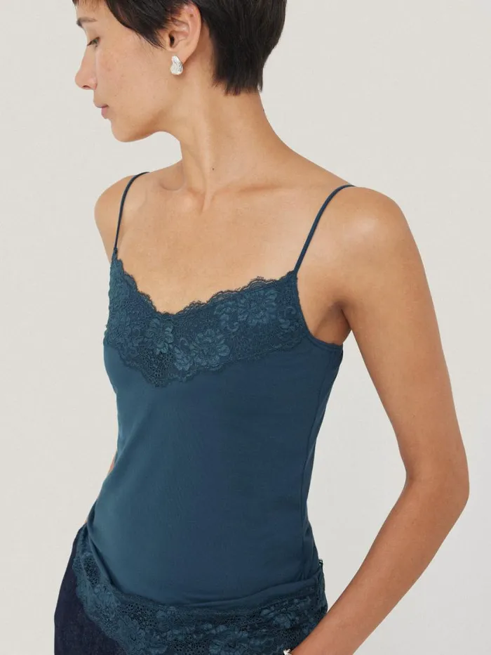 Jigsaw Modal Lace Vest Smoke Women Pyjamas and Loungewear
