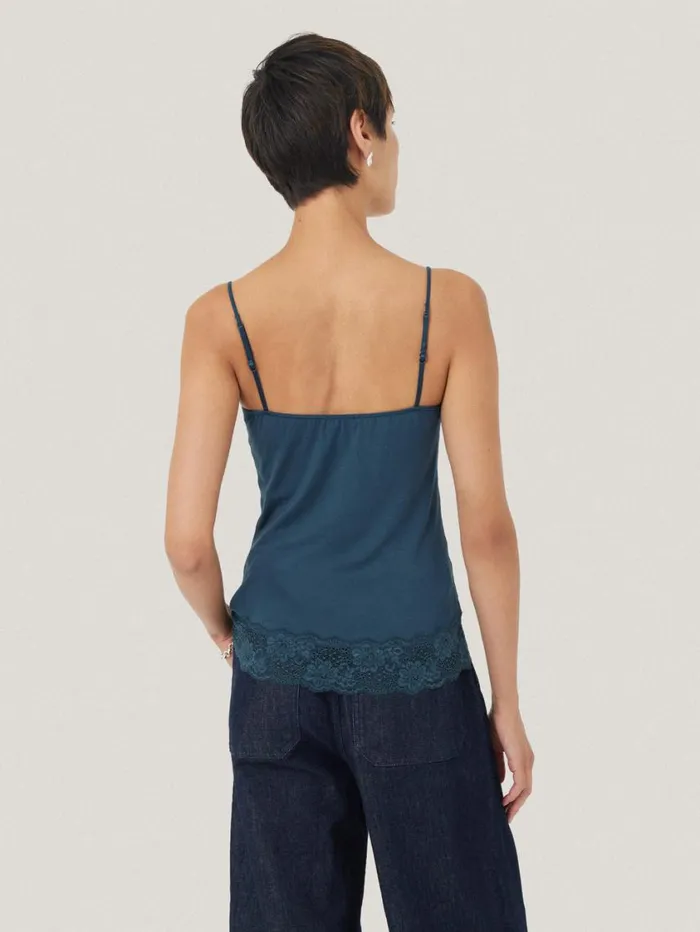 Jigsaw Modal Lace Vest Smoke Women Pyjamas and Loungewear