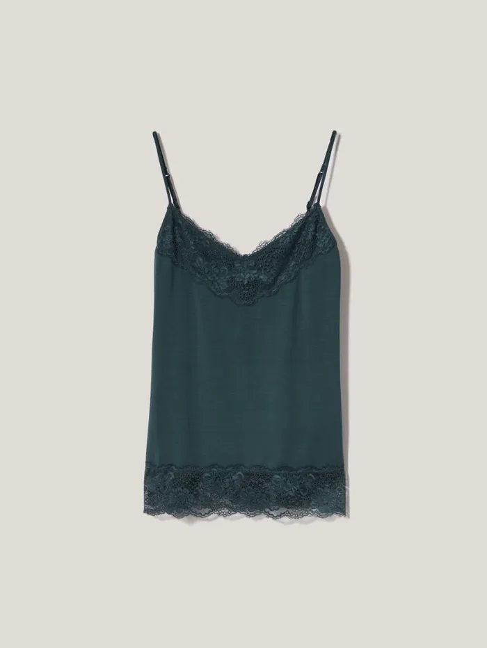 Jigsaw Modal Lace Vest Smoke Women Pyjamas and Loungewear