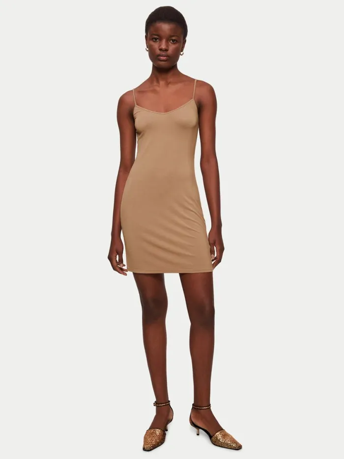 Jigsaw Modal Slip Dress Coffee Women Dresses and Jumpsuits