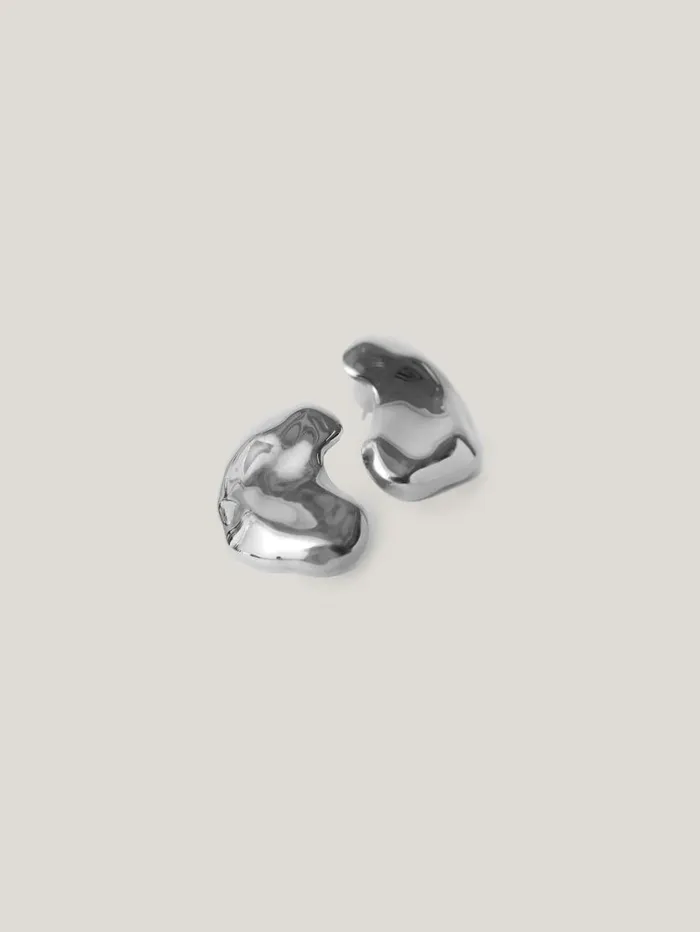Jigsaw Molten Stud Earring Silver Women Party