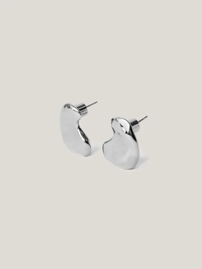 Jigsaw Molten Stud Earring Silver Women Party