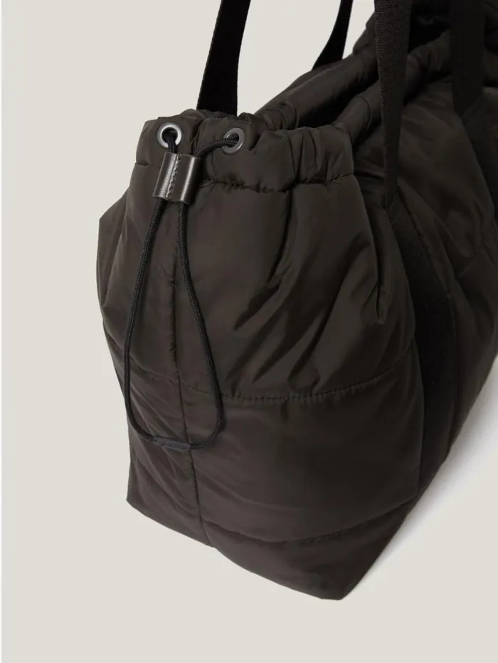 Jigsaw Nylon Quilted Drawstring Tote Chocolate Women Bags