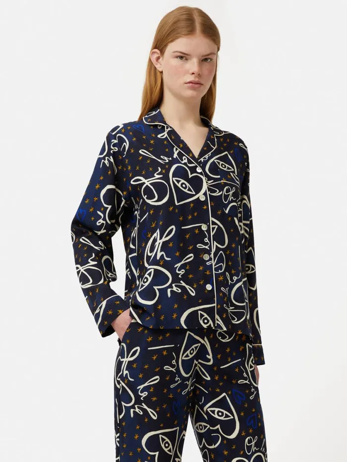 Jigsaw Oh La La Modal Pyjama Navy Women Pyjamas and Loungewear