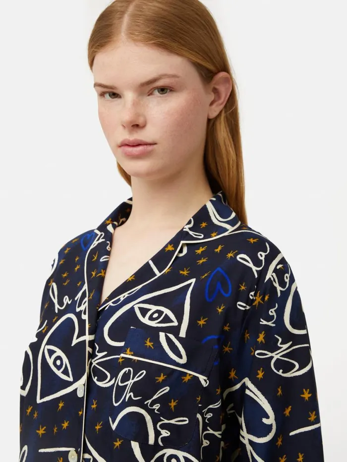 Jigsaw Oh La La Modal Pyjama Navy Women Pyjamas and Loungewear