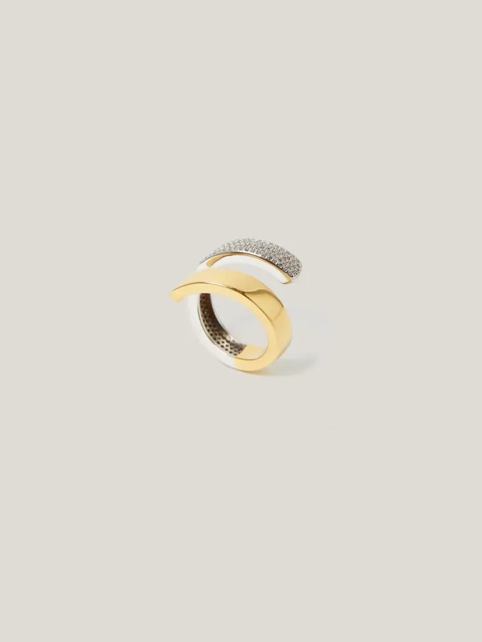 Jigsaw Pave Wrap Ring Gold Women Party