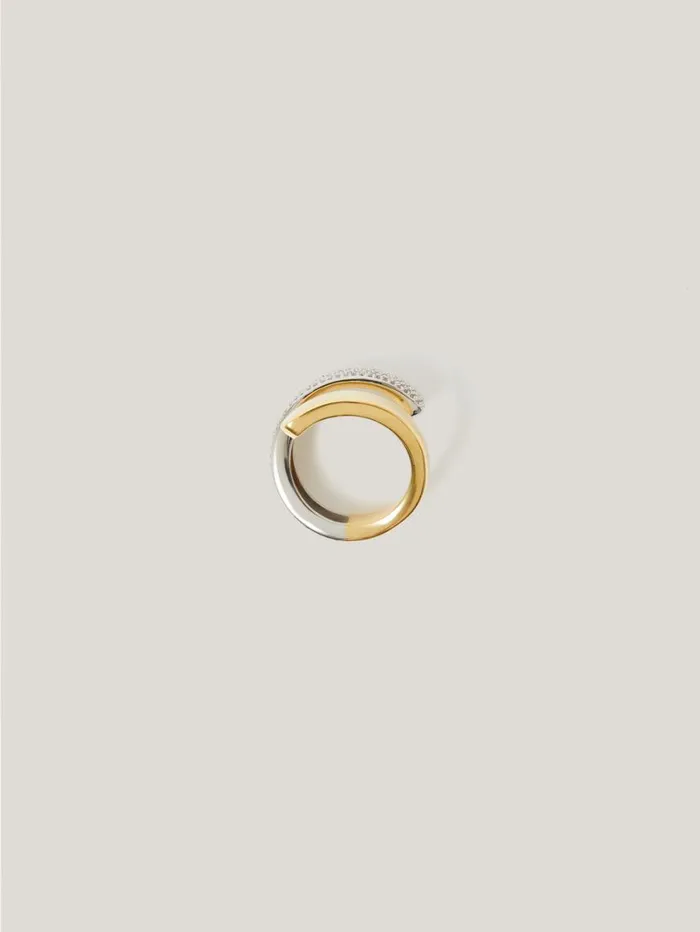 Jigsaw Pave Wrap Ring Gold Women Party