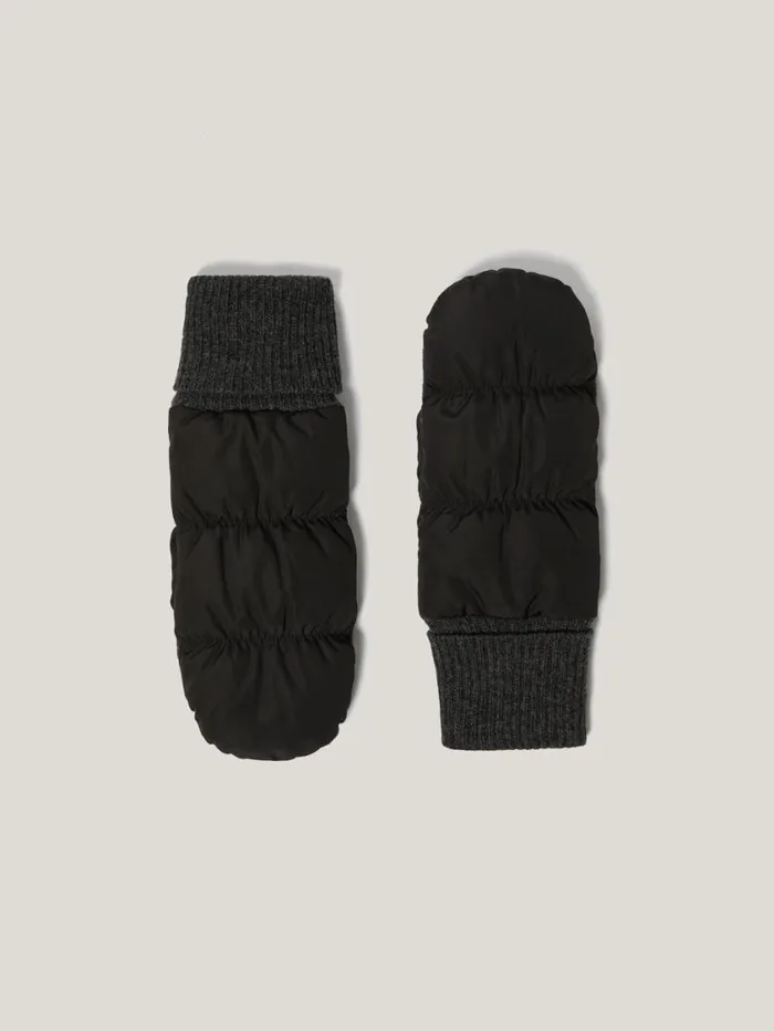 Jigsaw Puffer Mittens Black Women Hats and Gloves