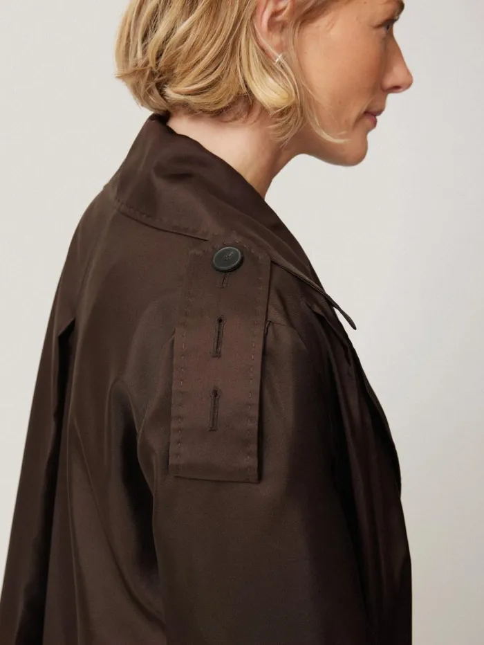 Jigsaw Pure Silk Trench Coat Chocolate Women Coats and Jackets