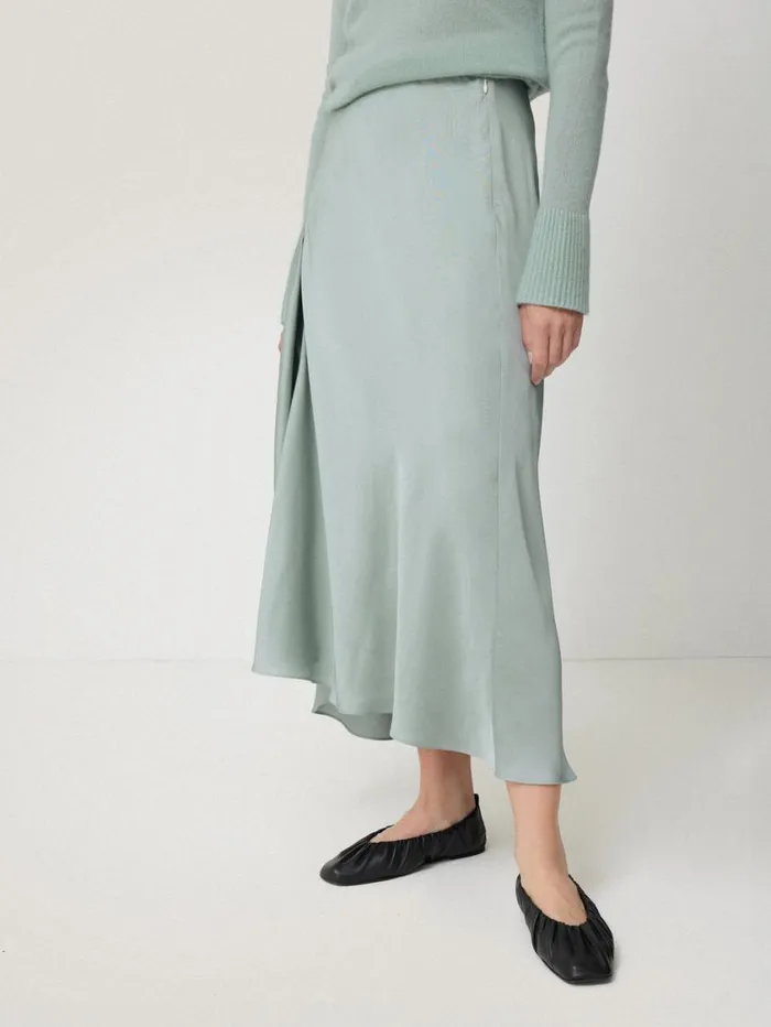 Jigsaw Satin Bias Asymmetric Skirt Blue Women Skirts