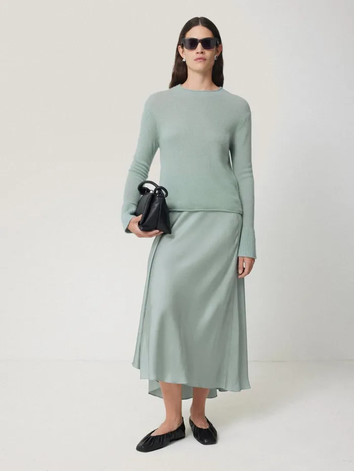 Jigsaw Satin Bias Asymmetric Skirt Blue Women Skirts