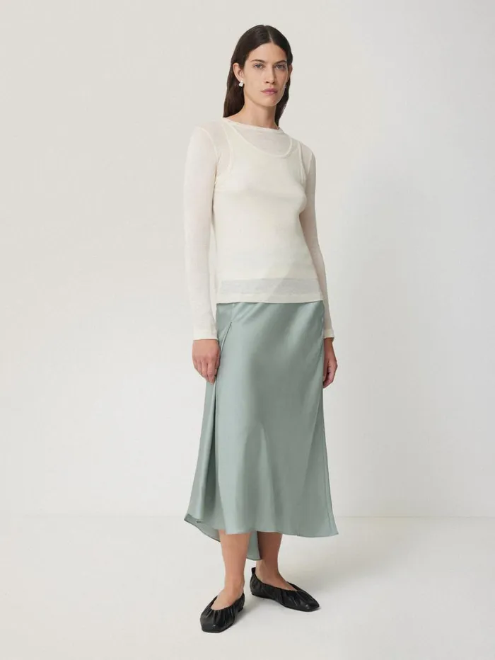 Jigsaw Satin Bias Asymmetric Skirt Blue Women Skirts