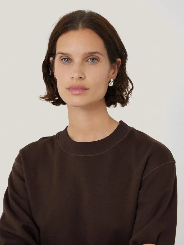 Jigsaw Satin Cuff Jersey Sweatshirt Chocolate Women Pyjamas and Loungewear