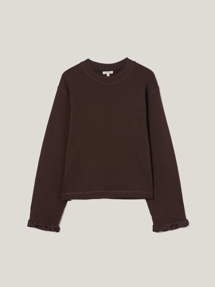 Jigsaw Satin Cuff Jersey Sweatshirt Chocolate Women Pyjamas and Loungewear