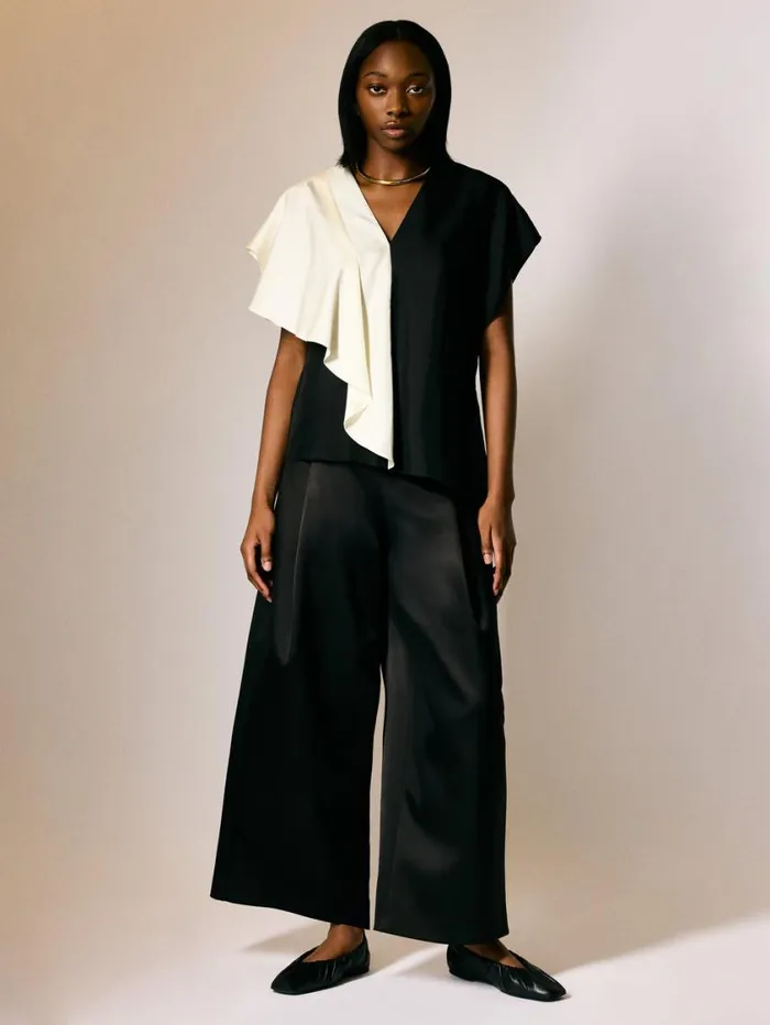Jigsaw Satin Volume Trouser Black Women Party