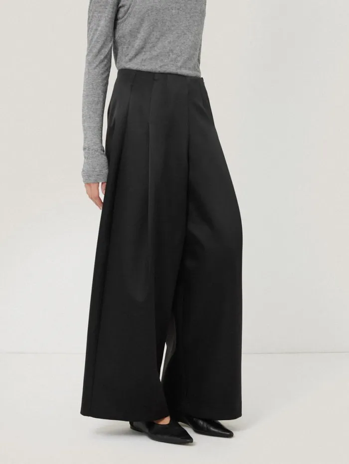 Jigsaw Satin Volume Trouser Black Women Party