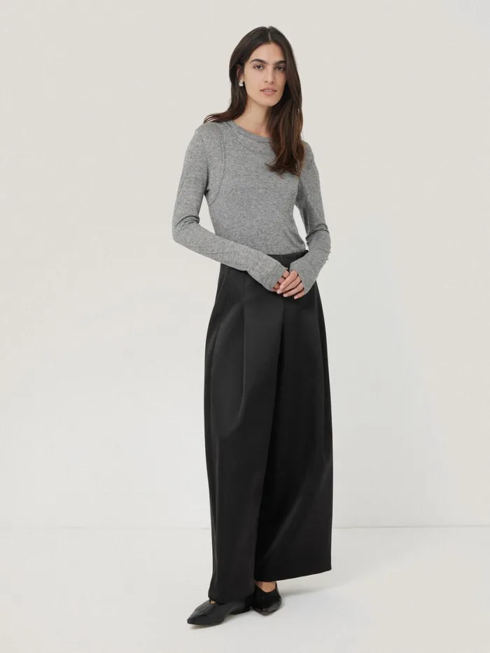 Jigsaw Satin Volume Trouser Black Women Party