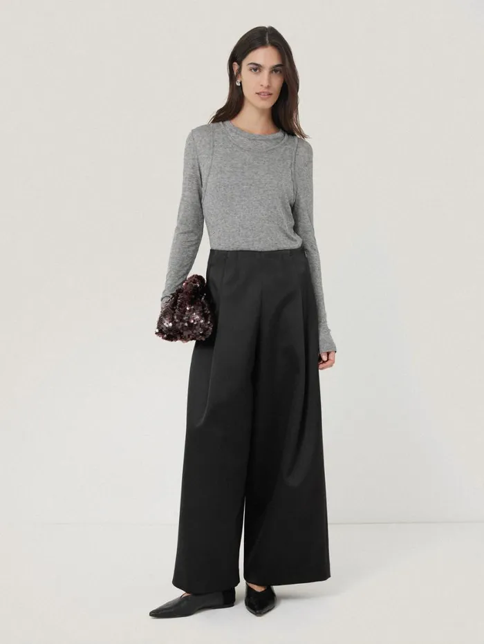 Jigsaw Satin Volume Trouser Black Women Party