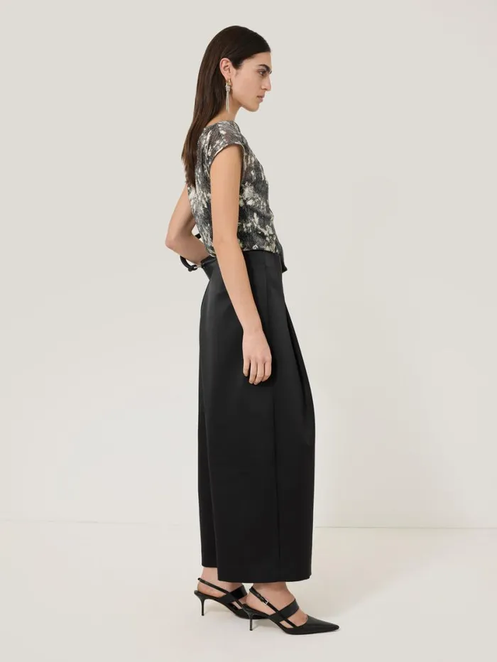 Jigsaw Satin Volume Trouser Black Women Party