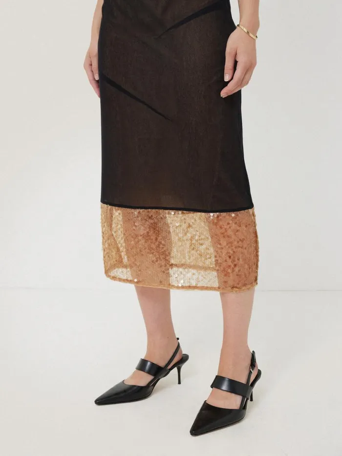 Jigsaw Sequin Mesh Dress Black Women Dresses and Jumpsuits