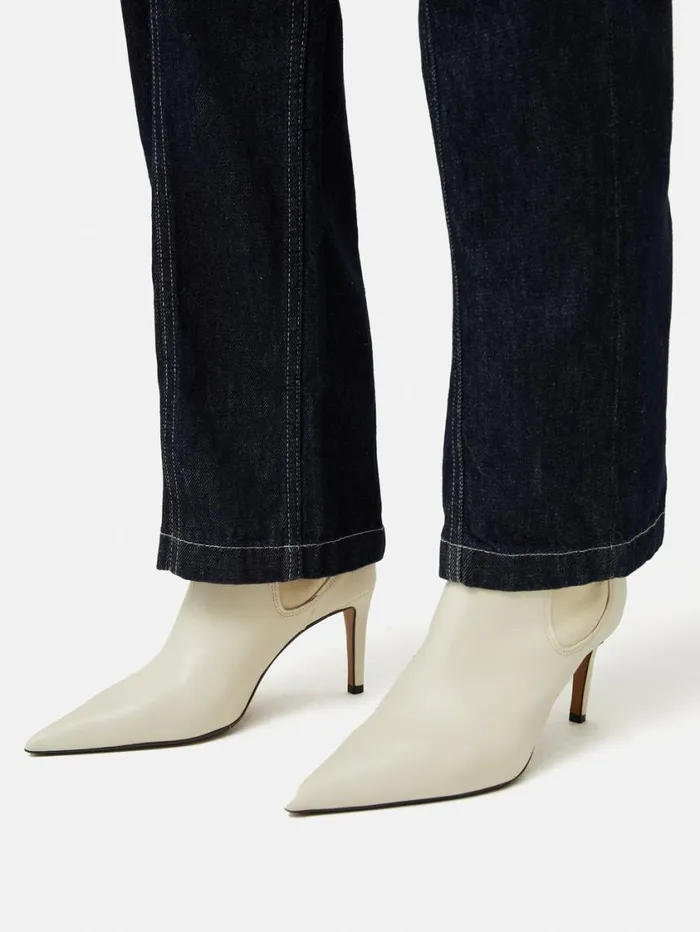 Jigsaw Skelter Heeled Boot Cream Women Leather