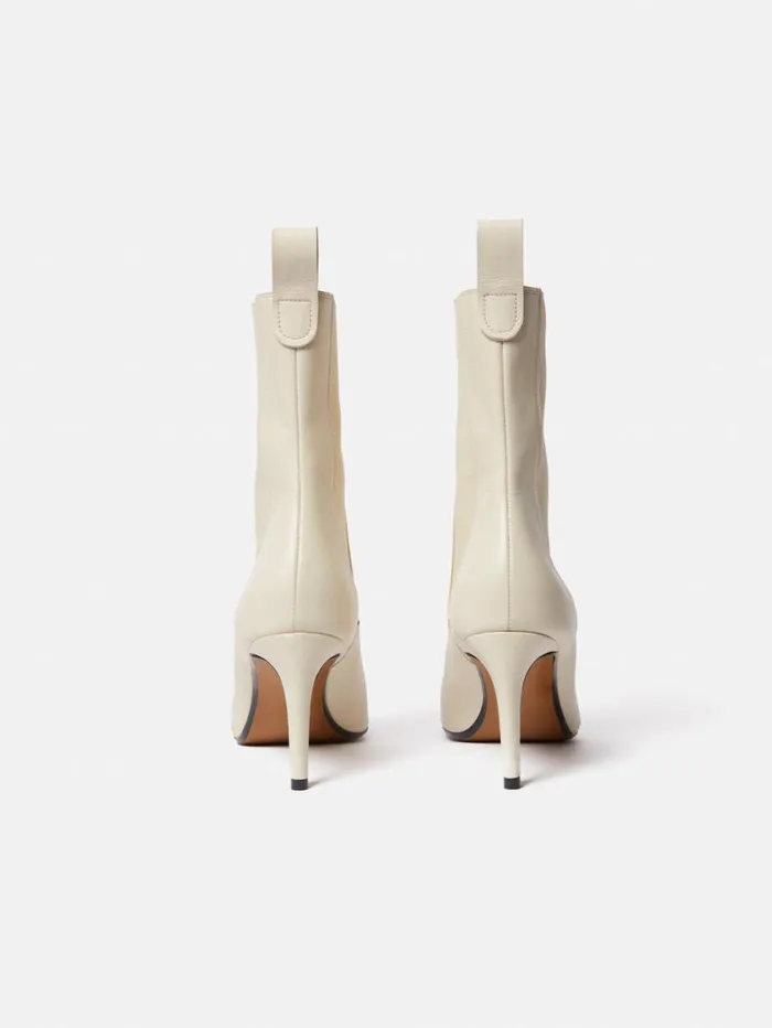Jigsaw Skelter Heeled Boot Cream Women Leather