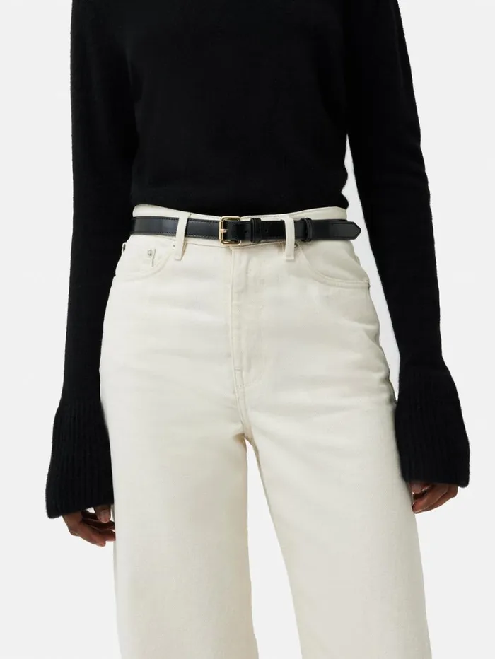 Jigsaw Skinny Leather Belt Black Women Belts