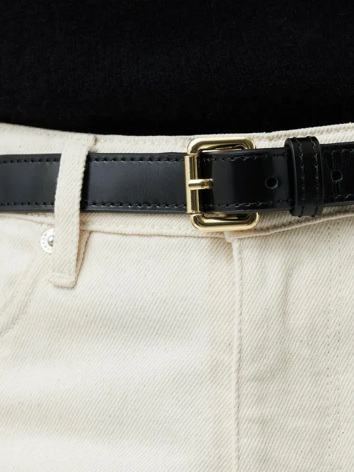 Jigsaw Skinny Leather Belt Black Women Belts