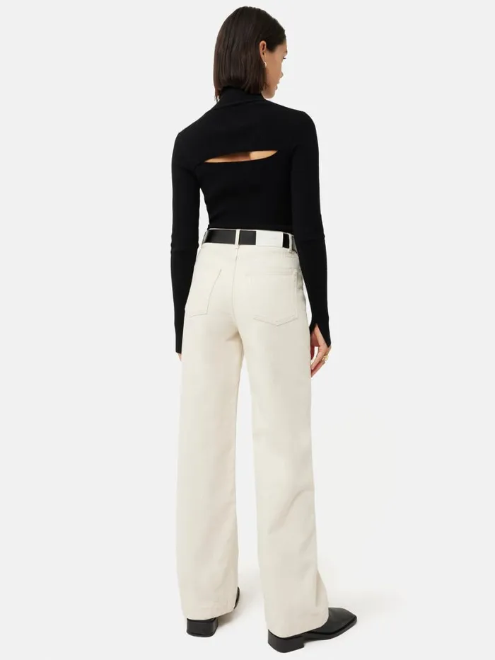Jigsaw Slash Back Polo Neck Jumper Black Women Knitwear and Cashmere