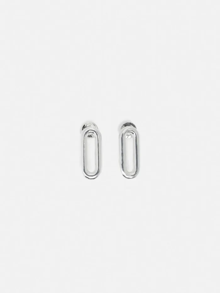 Jigsaw Small Link Stud Earrings Silver Women Party