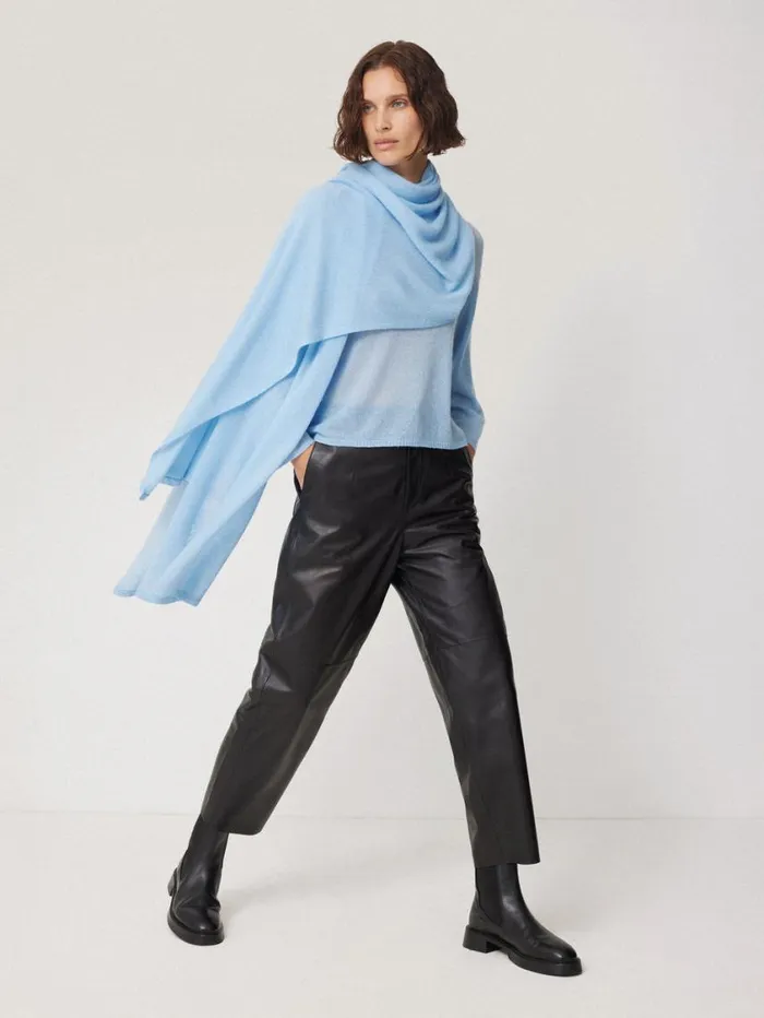 Jigsaw Soft Gauzy Knit Scarf Blue Women Ponchos and Scarves