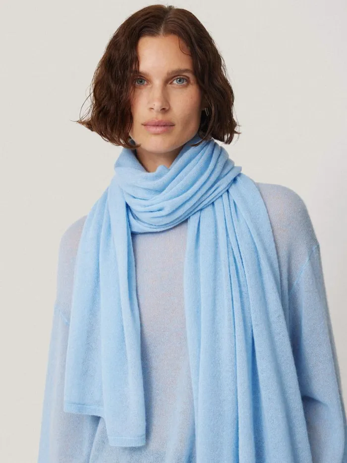 Jigsaw Soft Gauzy Knit Scarf Blue Women Ponchos and Scarves
