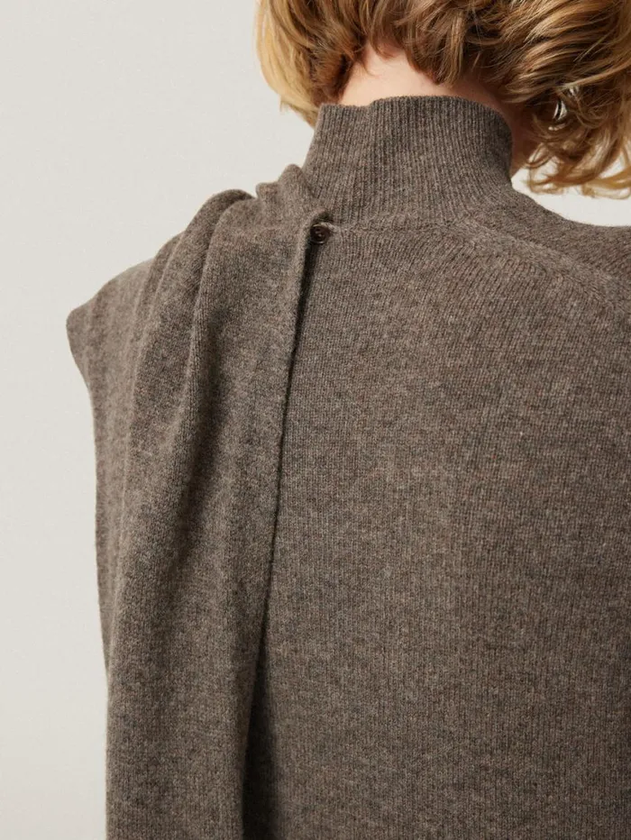 Jigsaw Soft Wool Scarf Jumper Dress Taupe Women Knitwear and Cashmere