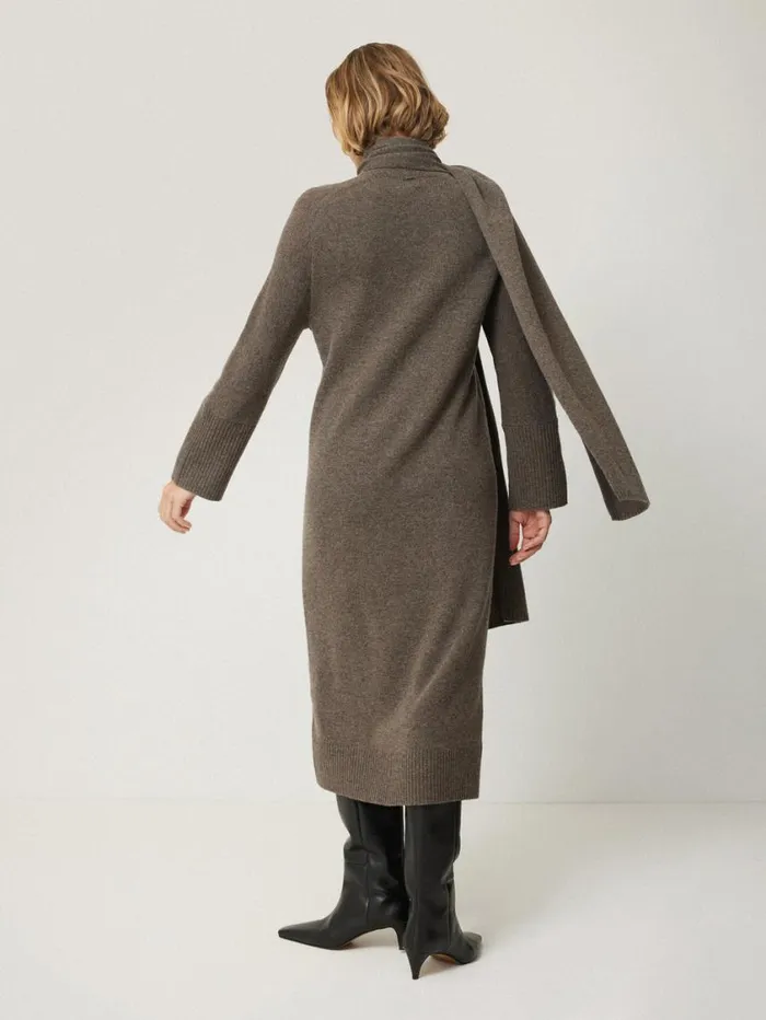 Jigsaw Soft Wool Scarf Jumper Dress Taupe Women Knitwear and Cashmere