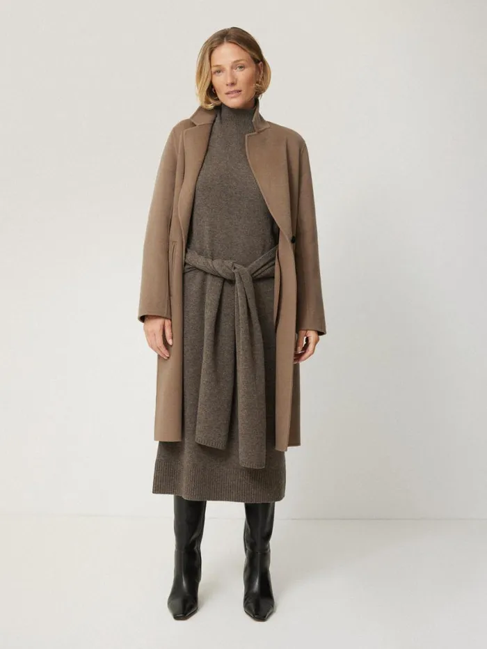 Jigsaw Soft Wool Scarf Jumper Dress Taupe Women Knitwear and Cashmere