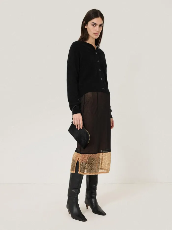 Jigsaw Sophia Calf Hair Pouch Black Women Bags