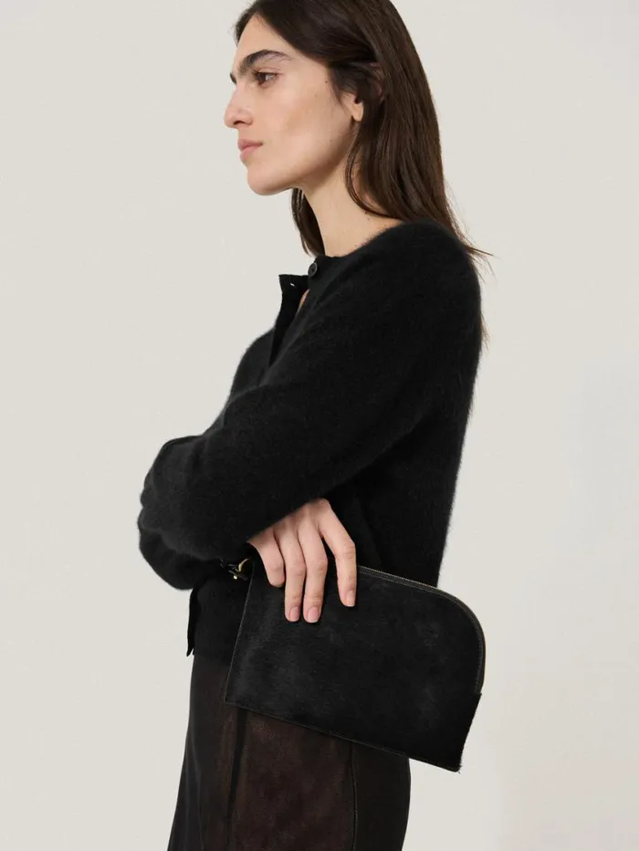 Jigsaw Sophia Calf Hair Pouch Black Women Bags