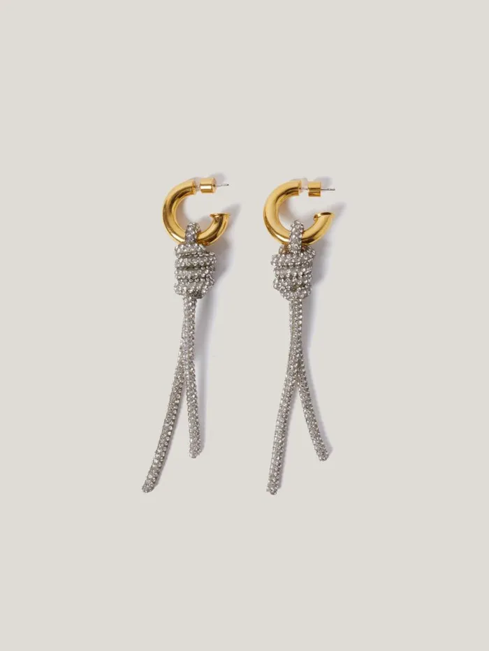 Jigsaw Sparkle Cord Earring Silver Women Jewellery