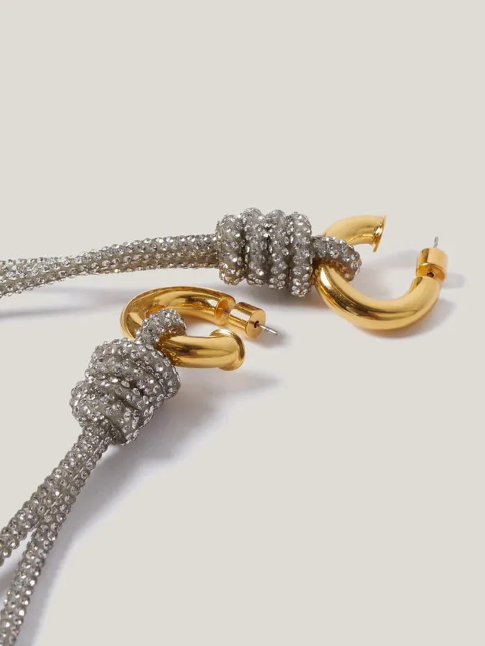 Jigsaw Sparkle Cord Earring Silver Women Jewellery