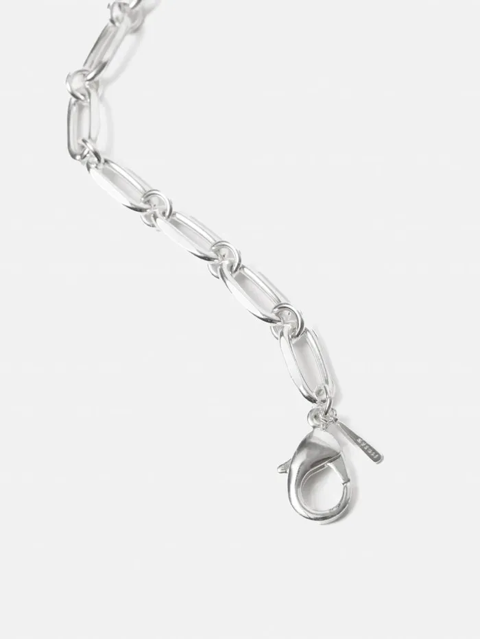 Jigsaw Trombone Link Chain Necklace Silver Women Party