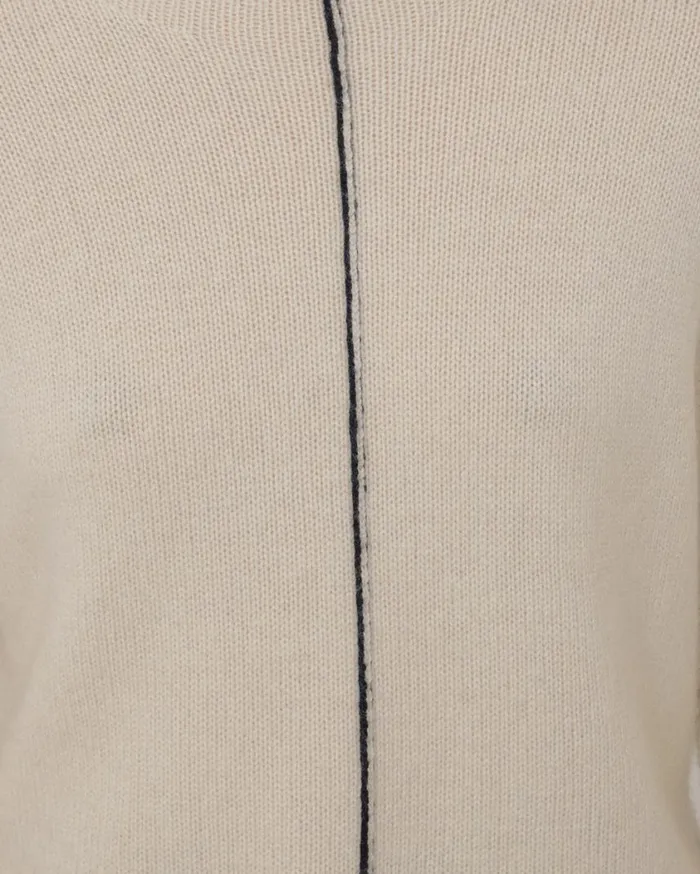 Jigsaw Wool Cashmere Blend Line Jumper Cream Women Knitwear and Cashmere