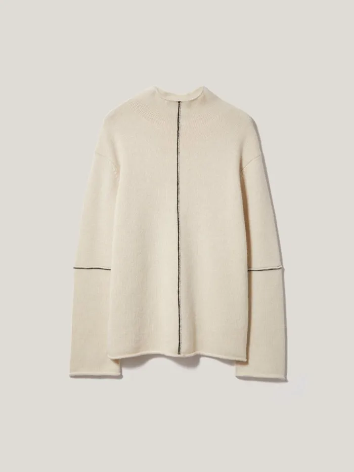 Jigsaw Wool Cashmere Blend Line Jumper Cream Women Knitwear and Cashmere