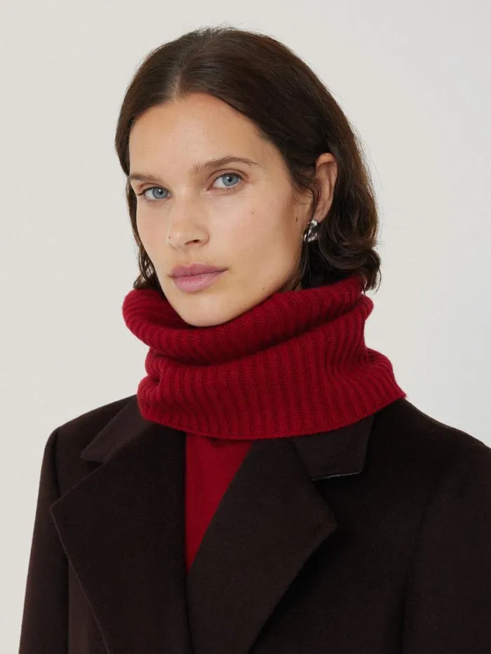 Jigsaw Wool Cashmere Blend Snood Red Women Knitwear and Cashmere