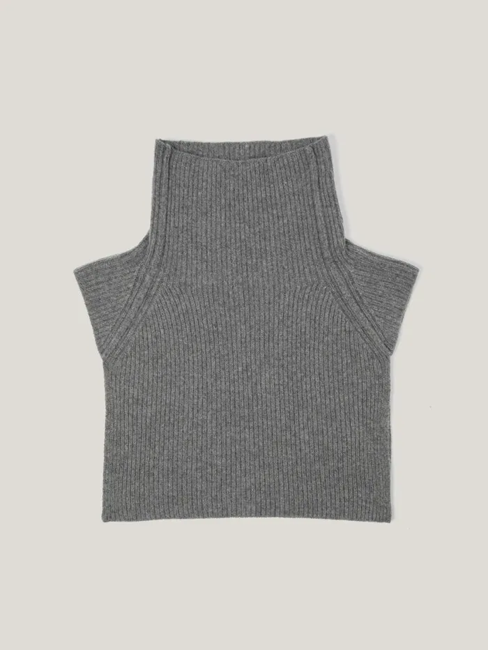 Jigsaw Wool Cashmere Roll Neck Bib Grey Women Ponchos and Scarves