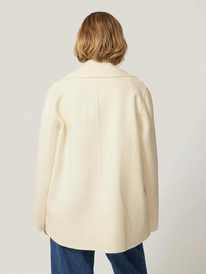 Jigsaw Wool Double Faced Short Coat Ivory Women Coats and Jackets
