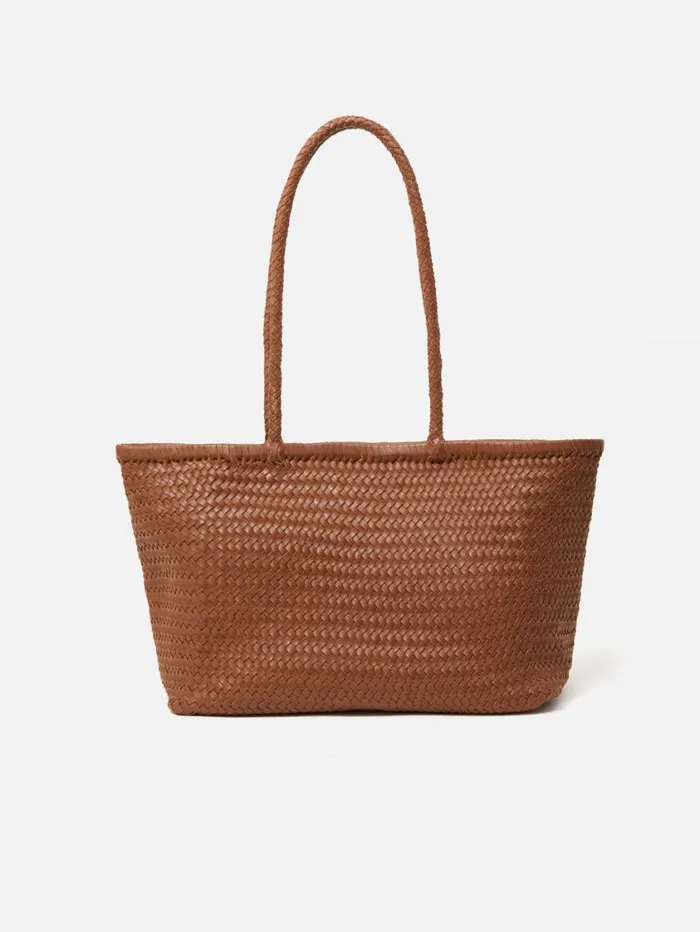 Jigsaw Woven Leather Tote Bag Tan Women Wallets and Card Holders