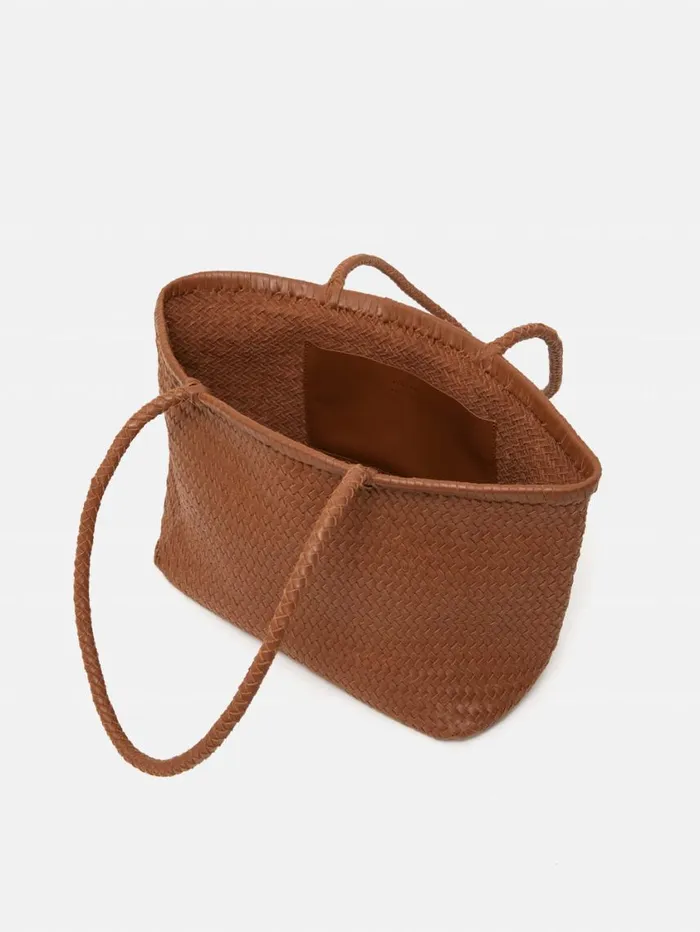 Jigsaw Woven Leather Tote Bag Tan Women Wallets and Card Holders