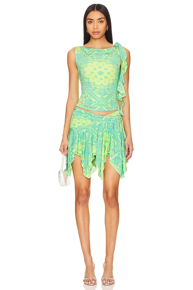 Juna Mini Skirt Green Bandana Women Lovers and Friends Skirts Juna Mini Skirt Green Bandana Women Lovers and Friends Skirts
