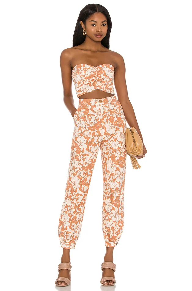 Kacey Pant Caramel Brown Floral Women Lovers and Friends Pants