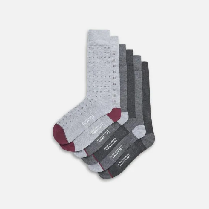 Kenneth Cole 6Pack Pindot Socks Silver Men Socks Underwear Loungewear
